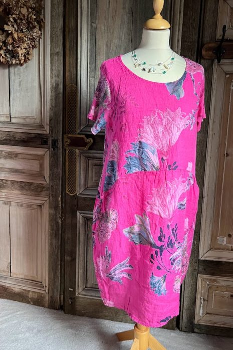 BB Style – linnen Jurk met tricot – Roze