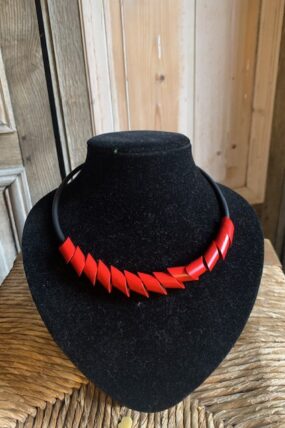 Tjonge Jonge Sieraden - Collier cilinders - Rood