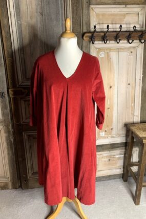 BB Style - Rib Jurk V hals midi -rood