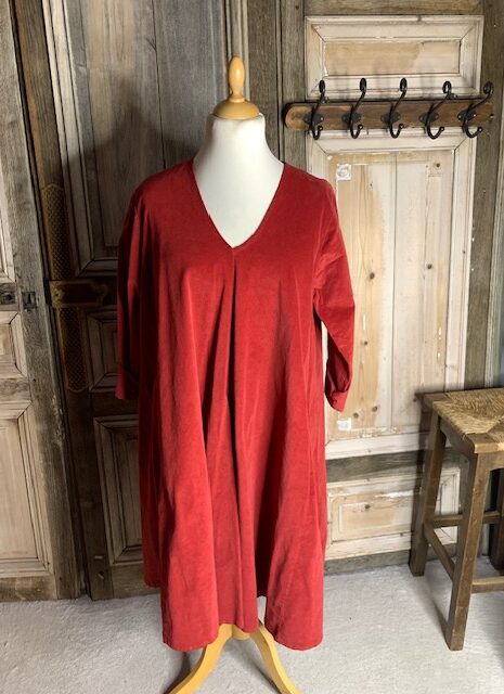 BB Style – Rib Jurk V hals midi -rood