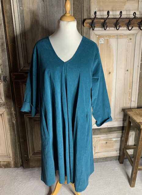 BB Style – Rib Jurk V hals midi -petrol