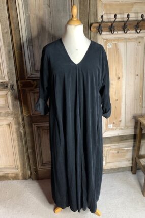 BB Style - Rib Jurk V hals lang - zwart