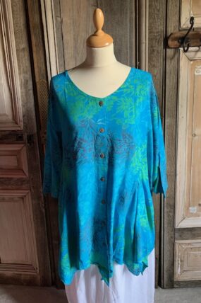 Normal Crazy - blouse Dinie korte mouw turquoise