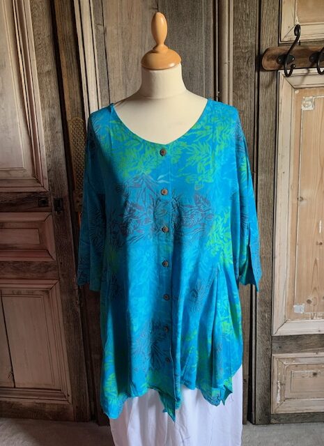 Normal Crazy – blouse Dinie korte mouw turquoise