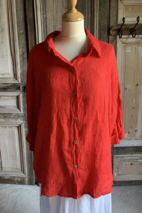 BB style Linnen blouse basic rood