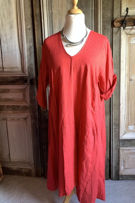 BB Style – Linnen jurk midi rood