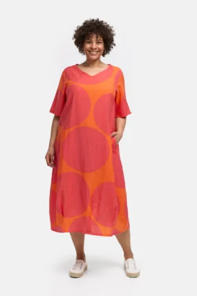 Kekoo - Jurk Solina - Orange-Koraal Cirkel magenta