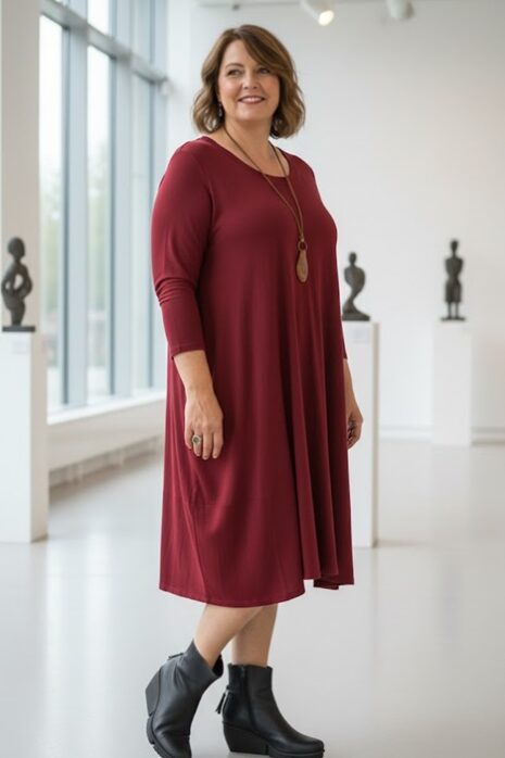 Sinne – Jurk Basic – Donkerrood Rood