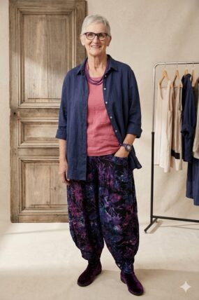 BB style Linnen blouse basic donkerblauw