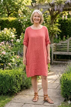 BB style linojurk met zakken Rood