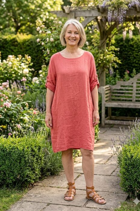 BB style linojurk met zakken Rood