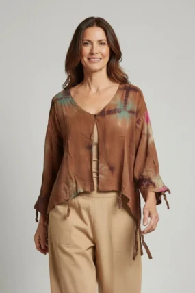 Luna Serena - Vestje Alice - Bruin batik print