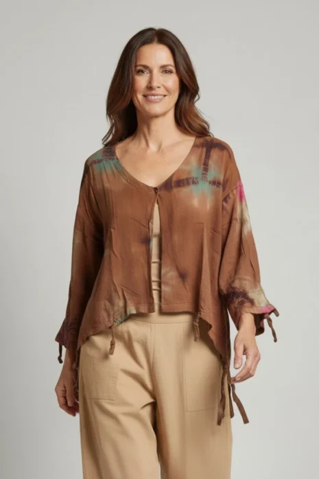 Luna Serena – Vestje Alice – Bruin batik print