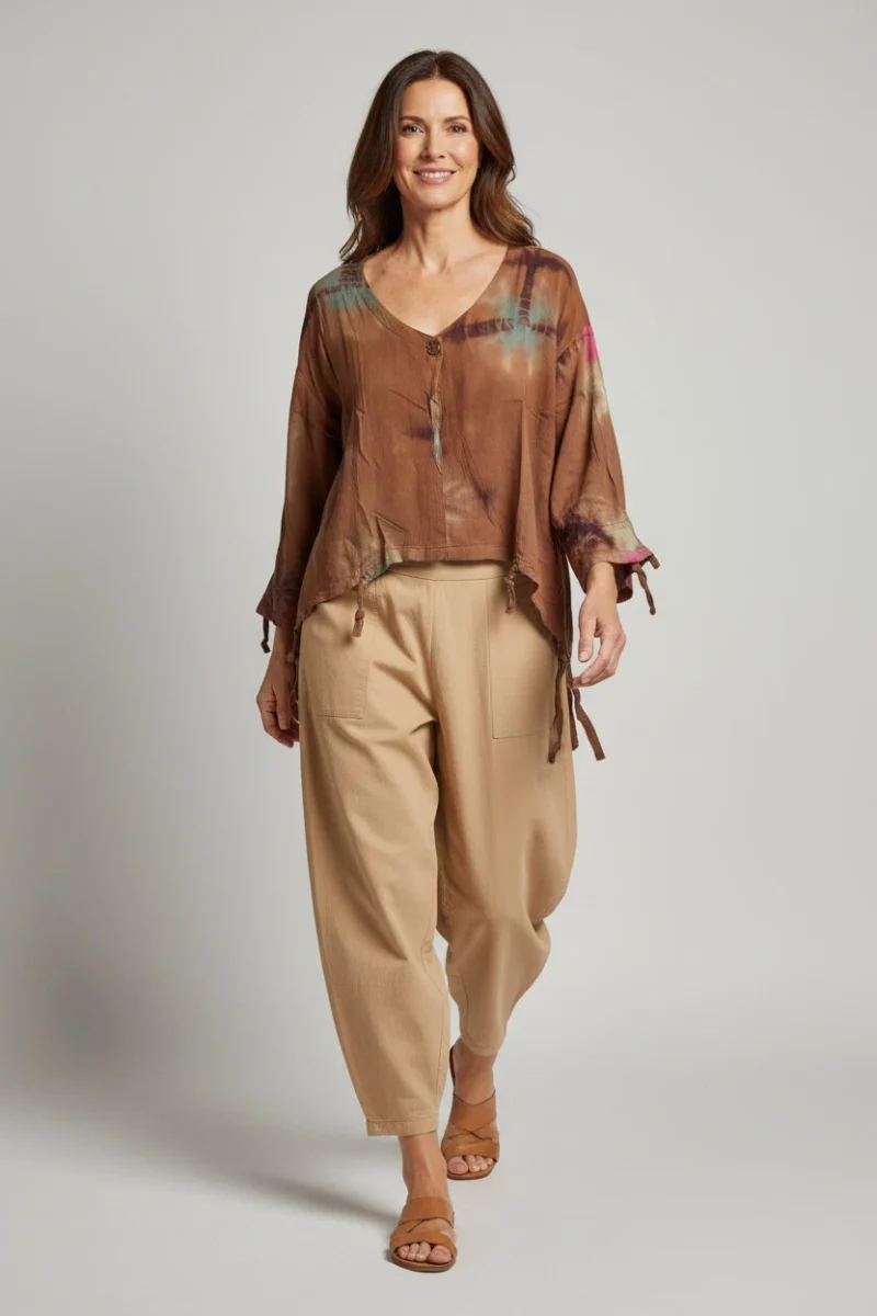 Luna Serena - Vestje Alice - Bruin batik print - Afbeelding 2