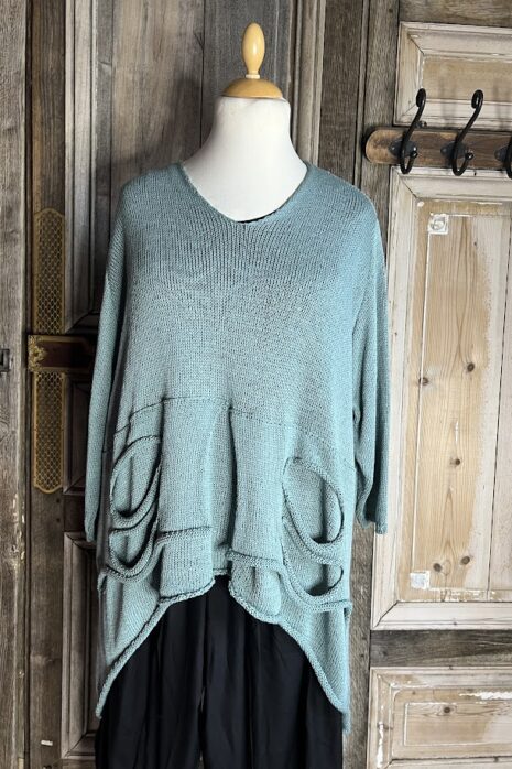 Moonshine – katoenen asymmetrische trui met V hals – Mint