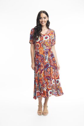 Orientique - Pissourie jurk Godet 3085 - Print