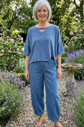 Sinne - Shirt Stonewashed kort - Jeansblauw