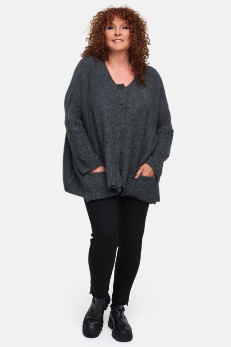 Amandine – Vest wijd kort – Antraciet